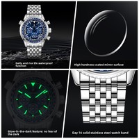 Montre Homme Tendance de Marque, Chronographe à Quartz Multifonctionnel à Trois Cadrans et Six Aiguilles, Étanche, Lumineux, avec Calendrier et Boîte
