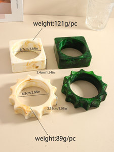 2025 Luxurious Enamel Marble Geometry Gear Statement Chunky <strong>Bangle</strong> <strong>Bracelet</strong> - Product Image 2