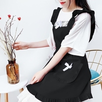 Tablier d'art d'ongle bavoir trois pièces personnalisable mince style japonais mignon dentelle volants maison cuisine coton Logo pour nettoyer les aliments