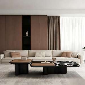 Mesa de Centro Moderna de Madera con Tapa de Vidrio Templado, Estilo Cuadrado, Lujosa y Sencilla, Mueble Duradero para Sala de Estar - Product Image 6