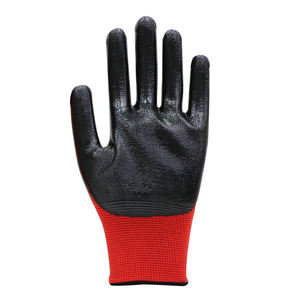 Venta al por mayor Durable Industrial Worker Seguridad Rojo Poliéster Shell Palma recubierta Negro Nitrilo Guantes DE TRABAJO - Product Image 3