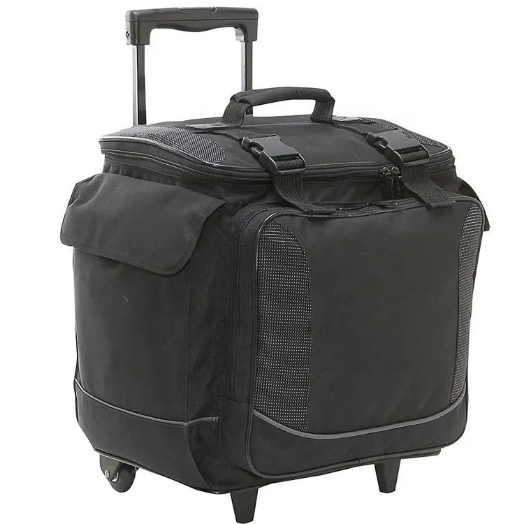 Black 12 Bottles Insulated Wine Case large Trolley Cooler with wheels
