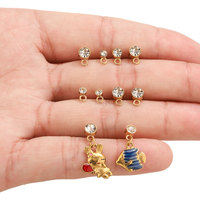 Connecteurs de boucles d'oreilles simples en acier inoxydable plaqué or 18 carats de 3 mm, 4 mm, 5 mm avec strass pour la fabrication de bijoux DIY