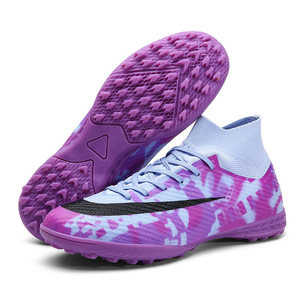 Chaussures de football montantes professionnelles pour hommes, bleu et or, crampons FG AG, vente en gros, chaussures de sport personnalisées pour l'entraînement et les matchs - Product Image 3