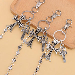 Cadena de cintura con colgante de espada cruzada estilo europeo americano, plata tibetana, 35cm 45cm 55cm, cadena corporal de moda Hip Hop - Product Image 2