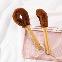 Brosse à vaisselle en fibre de coco avec manche en bambou naturel, brosse écologique avec corde de suspension, personnalisable pour le nettoyage de la cuisine