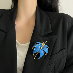 Sang trọng cổ điển màu xanh Men Nữ thần hoa Trâm kim loại tinh tế <span class=keywords><strong>pin</strong></span> với vật liệu hợp kim mạ công nghệ phong cách mới đồ trang sức - Product Image 2