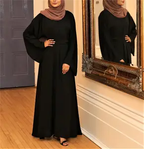 이슬람 여성을위한 대량 긴 탑 기본 두바이 터키어 솔리드 컬러 플러스 사이즈 ABABYA 드레스 habaya 두바이 여성 이슬람 드레스