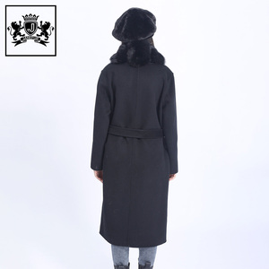 Janefur <strong>Long</strong> Style Real fox Fur Trim Wool <strong>Coat</strong> Autumn <strong>Winter</strong> <strong>Women</strong> <strong>UK</strong> Style Luxury Trench Wool Fur <strong>Coat</strong> - Product Image 4