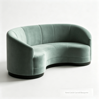 Banquette rembourrée semi-circulaire courbée, style Mid-Century, banquette de salle à manger demi-lune, canapé courbé en velours de luxe pour villa, café, restaurant