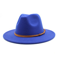 Vente chaude 100% laine feutre Fedora chapeau femmes hommes blanc à la mode couronne rigide large bord Fedora chapeaux