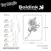 Autocollant de tatouage semi-permanent Boldink, motif floral rose noire, pour bras et corps, imperméable, longue durée (2 semaines), encre à base de jus végétal
