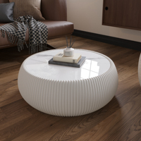 Table de canapé basse minimaliste moderne en forme de tambour en bois clair pour meubles de salon