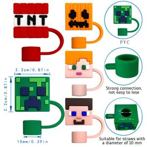 Tapones de PVC 3D personalizados al por mayor con diseño de dibujos animados, ecológicos, para popotes, accesorios para bebidas. - Product Image 4