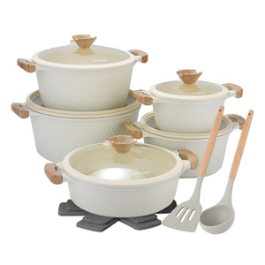Big Capacity 15PCS Tulip <strong>Knob</strong> Appliance Set 20/24/28/32CM Casserole 28CM Shallow Pan Large Hardware Commercial Grade Gear - Product Image 1