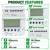 Schneider Electric SR2B121FU Zelio Logic Compact Smart Relay 12 I/O 100-240V AC Jam Terintegrasi Layar LCD 8DI 4DO Unit PLC