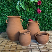 Pot de fleurs en poterie rouge, style pastoral, en argile ancienne, grand calibre, pour plantes vertes, succulentes, Monstera, salon, couleur respirante