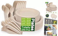 Assiette jetable en bagasse classique en fibre de bambou dégradable ensemble de vaisselle dîners sains respectueux de l'environnement stockés