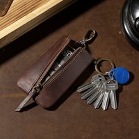 Étui à clés de voiture en cuir véritable, porte-clés à suspendre à la ceinture, unisexe, en cuir de vachette, pochette de protection pour clés de véhicule