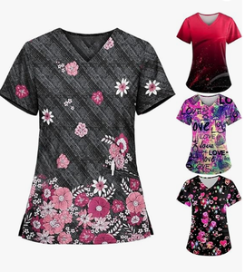 Blusa <span class=keywords><strong>da</strong></span> <span class=keywords><strong>donna</strong></span> con stampa a maniche corte in cotone divisa <span class=keywords><strong>da</strong></span> infermiera in poliestere - Product Image 1