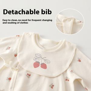 Nouveau-né automne combinaison 100% coton infantile attache avec <span class=keywords><strong>ceinture</strong></span> papillon étanche salive serviette Style décontracté bouton fermeture - Product Image 3