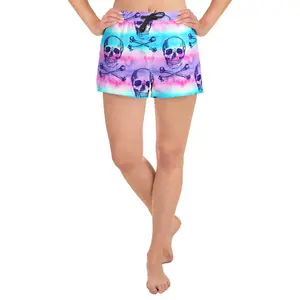 Wholesale custom logo Milk silk buttery soft gym casual jogger all over print sublimation Skulls women's shorts pockets 2022