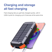 Batterie externe solaire à charge rapide sans fil 2-en-1 65W haute puissance avec batterie au lithium 18650, double entrée Type-C et Micro USB