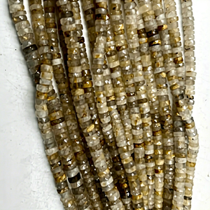Cuentas Heishi facetadas de cuarzo rutilado dorado de 14 pulgadas, forma de neumático, piedra preciosa natural, cuentas de piedra preciosa de 6-7 mm - Product Image 1