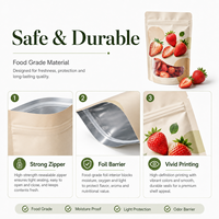 Sacs d'emballage en plastique de qualité alimentaire imprimés avec logo personnalisé, pour fruits lyophilisés (fraises), avec fenêtre