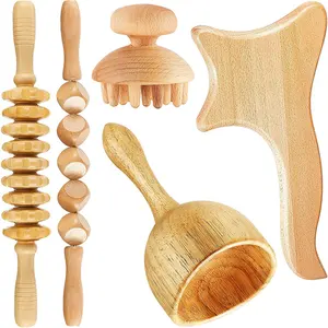 Ensemble de 5 pièces de massage en bois, outil de massage de Drainage lymphatique, kit de rouleau Anti Cellulite pour thérapie lymphatique, soulagement de la douleur