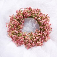 Guirlande murale de fleurs artificielles en soie Gypsophile ronde 30cm style rétro pour décoration maison, mariage, hôtel, fête, événement