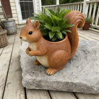 Pot de fleurs réaliste en résine en forme d'écureuil - Pot décoratif en forme d'animal de la forêt pour jardin, support fantaisie pour plantes succulentes pour terrasse