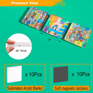 Aimants de réfrigérateur promotionnels DIY en acrylique carrés décoratifs avec support adhésif pour armoires de classe - Product Image 2