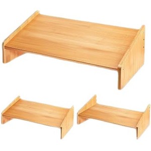 Wooden <b>Footstool</b> Trapezoid Shape Pine Wood Freestanding Desk Footrest <b>Adjustable</b> Ergonomic Support - Product Image 2