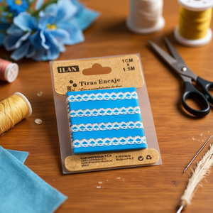 Nastri in pizzo ILAN 1 cm x 1,5 m colore oro per artigianato e decorazioni - Product Image 2