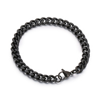 Bracelet cubain pour hommes à la mode Double face poli Simple chaîne simple forme géométrique accessoire bijoux à la mode