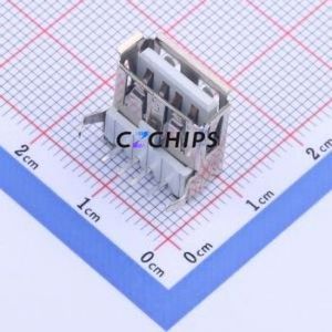 USB-U212-BJS USB Connector Bent Lead Through Hole Connector Type-A USB 2.0 Female Right Angle Insert - Product Image 1