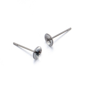 Stainless Steel Bowl-Shaped Earring <b>Post</b> Base <b>Round</b> For Earring Making DIY Jewelry Accessories - Product Image 4