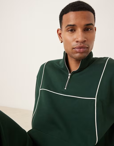 Felpe e felpe da uomo in morbido <span class=keywords><strong>cotone</strong></span> di alta qualità maglioncino 3/4 con Zip da uomo felpa con punta <span class=keywords><strong>bianca</strong></span> - Product Image 4
