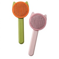 Peigne pour animaux à oreilles de chat, démêlant, à une touche, pour éliminer les poils flottants, avec aiguilles en acier, pour chats et chiens, en ABS de haute qualité