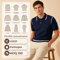 Pull en maille à col polo pour homme avec logo personnalisé, style preppy sport old money, 100% coton biologique OCS