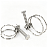 Stainless Steel Double Wire Hose Clamp Heavy Duty Double Wire Tube Fastener Adjustable Screw Type for Marine Agricultural