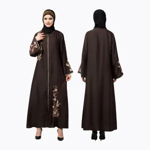 2024 new elegant saudi modest women muslim abaya dress turkey front open embroidered floral fashion woman abaya