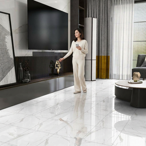 Latest Collection Glacier Nero Digital Porcelain 9mm Tiles 600x600mm Marble 60x60cm Modern Interior Terrazzo Hall Firebrick - Product Image 1