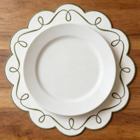 Serviettes en tissu brodé en coton et lin, rondes, 15 pouces, broderie festonnée, set de table, table à manger, cuisine, restaurant