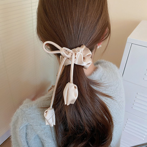 Vintage Tulip Ribbon Tassel Unisex Adjustable Elastic Fabric Hair Tie Elegant Hair Accessories Wedding Party Daily - Product Image 4