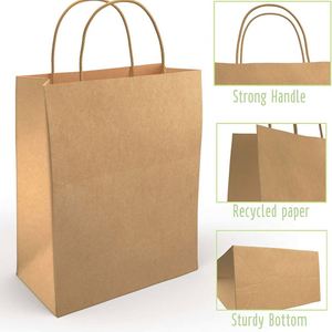 Paper Bags with Handles Bulk Craft for Christmas Businesses Retail Shop Grocery Boutique Parcel Packaging <b>Thick</b> Kraft Paper Bag - Product Image 4