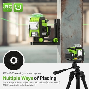 <span class=keywords><strong>Huepar</strong></span> HX03CG <span class=keywords><strong>3X360</strong></span> ° con pantalla LCD 12 líneas Nivel láser de haz verde 3D - Product Image 2