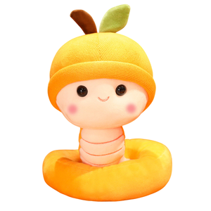 ตุ๊กตาหนอนผลไม้น่ารัก แอปเปิ้ล ส้ม หมวก แหวน หนอนตุ๊กตา 2 สี หลายขนาด ของขวัญตุ๊กตาหนอนนำโชค - Product Image 3
