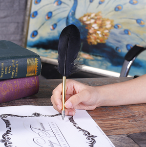 Toptan beyaz zanaat Quill kaligrafi kaz tüyü yazma için dolma kalem imza hediye düğün gelin duş parti kaynağı - Product Image 3